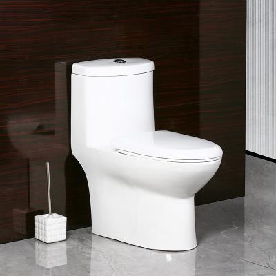 China Double-Flow European Sanitary Ware Siphonic Strap Bathroom Toilet Ceramic WC One Piece Toilet for sale