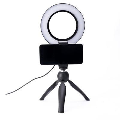 China Stepless Dimming Stepless Dimming Mini USB LED Photographic Lighting Ring Fill Light with Desktop Tripod for Live Streaming Vlog Youtube for sale