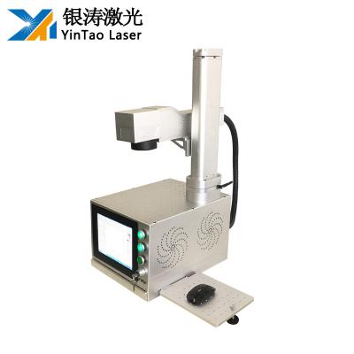 China Air Cooled Mini Fiber Laser Marking Machine For iPhone Back Cover Engraving /Pipe Cutting/Metal Printing With Rotary for sale