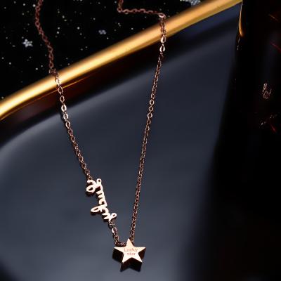 China Lucy Letter Lucky Star Titanium Rose Gold Fashion Trend Temperament Necklace CLASSIC Steel Female Jewelry for sale