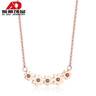 China Small CLASSIC pink daisy fresh temperament sunflower gold stainless steel clavicle necklace wild female for sale