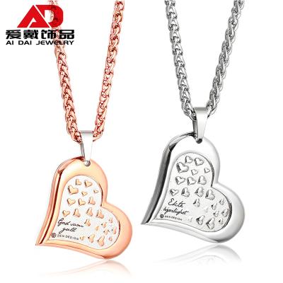 China CLASSIC Stainless Steel Rose Gold Creative Couple Love Necklace for sale