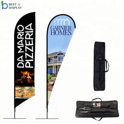 China Outdoor Health Care Institutes Business Advertising Double Side Printing Feather Flags for sale