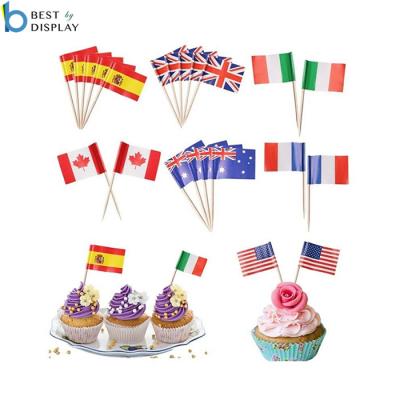 China Disposable Custom Cocktail Flag Toothpicks For Food Decoration for sale