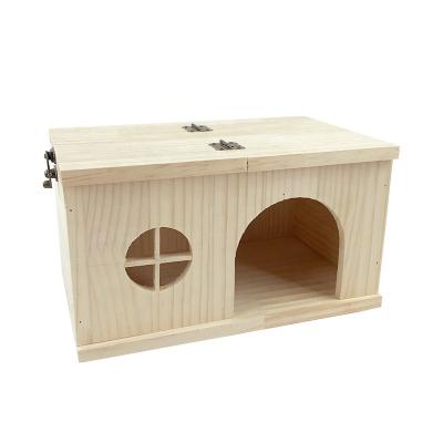 China Liveable Wooden Hamster Cage Squirrel Cabin Log Guinea Pig Squirrel Wooden Pet Laying Bed Cool And Warm for sale