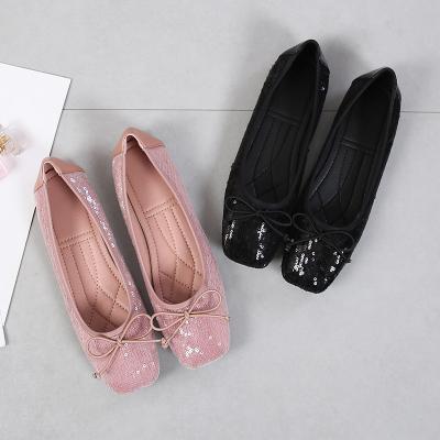 China New Arrival Lightweight Shiny Sequin Women's Luxury Flats Ladies Doll Shoes Walking Style Shoes for sale