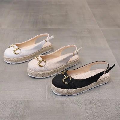 China CUSHIONING Fashion Design Women's Sandals Shoes Ladies Jute Sandals Flat Espadrilles Women for sale