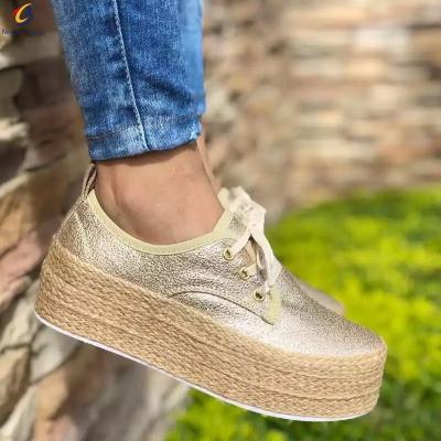 China Hot Selling Round Closed Toe With Cotton Lace Sneaker Shoes Ladies Canvas Shoes Women's Casual Shoes for sale