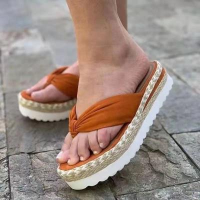 China CUSHIONING Wholesale Flip Flops Slippers With Jute Piping Sneakers Women Wedges Sandals for sale