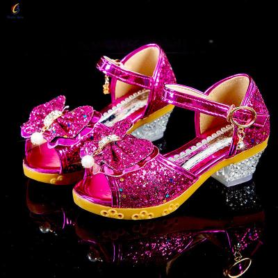 China Lightweight Wholesale Open Toe With Shiny Bow Part Wear Sandals For Girls Kids Sandals 2021 Sandals Fashion for sale