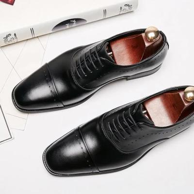 China Flat Hot Styles Lace Up Black Shoes For Me Wedding Shoes Work Shoes for sale