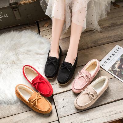 China New Arrival Round 2022 Furry Winter Shoes Plush Women's Shoes Ladies Shoes Flats for sale