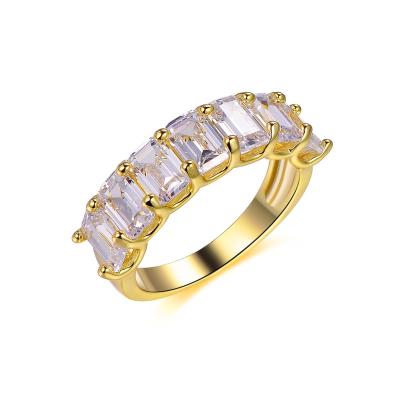 China CLASSIC 925 Sterling Silver Rings 18k Yellow Gold Diamond Ring Baguette Cubic Zirconia Rings For Woman for sale