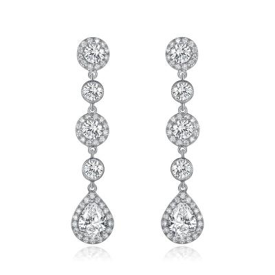 China Lead Free Nickel Free Long Argos Largos Earrings For Women 925 Sterling Silver Drop Tassel Earrings Oorbellen Long White Zircon Drop Earrings Silver for sale