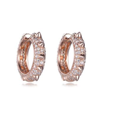 China Stylish Korean Circle Hoop Earrings of Sterling Silver Cubic Zirconia Rivets Fashion Lead Free Nickel Free 925 for sale