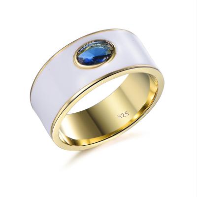 China Nickel Free Lead Free Fashion Design Silver 925 Rings Mens Enamel Gemstone Ring Hip Hop Gold Plated Men's Ring for sale