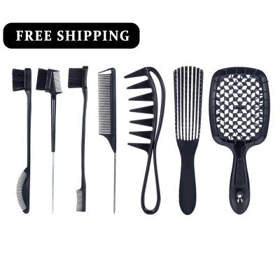 China Wholesale Salon Factory Wholesale Salon Edge Comb Curly Hair Detanglinghair Detanglinghair Professional Anti-Static Free Shipping Set Brush for sale