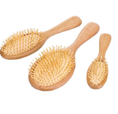 China Hot Natural Round Cushion Comb Detangle Hair Brush Wooden Biodegradable Wooden Hair Massager Brush for sale