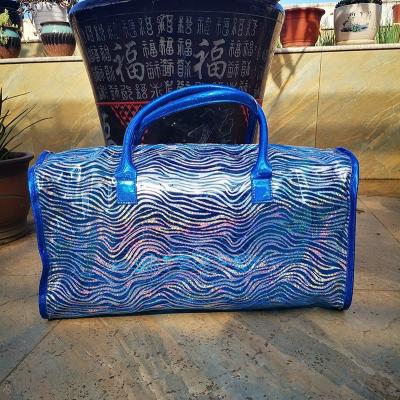 China Custom Clear Strong And Comfy New Arrival Spendanight Hologram Spinnanight Weekender Overnight Duffel Tote Bag For Women PVC Hoe Beach Bag for sale