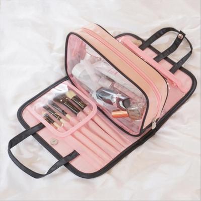 China Multifunctional Fahion Custom Letter Make Up Brush Bag TAS Pink Make Your Own Bag Bolsa Transparent Cosmetic PVC Makeup Bag 2022 for sale