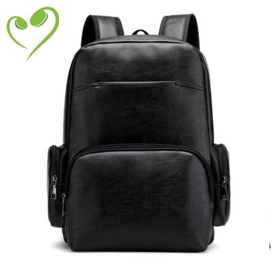 China New Design Black Waterproof Leather Backpack Men's Custom Leather Laptop Backpack For Men for sale