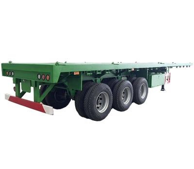 China New or used 3axle mechanical/air suspension truck 20ft container trailer with 12 twist lock flat bed semi trailer for sale