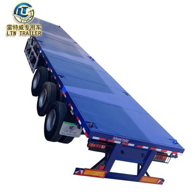 China Flat Bed Semi Truck Trailer 20FT 50FT 60ft Container Cargo Transport Equipment New Flat Bed Trailer for sale