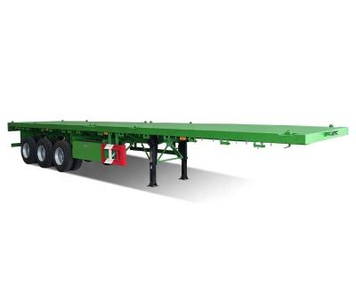 China High Quality Truck Trailer 3/4 Axles 50ton Container Transport Truck With Frame Fuel Tank Semi Trailer Flatbed for sale