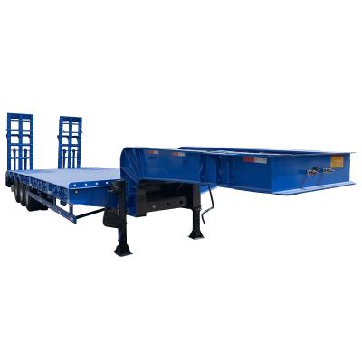 China Heavy Duty Truck Trailer Excavator Transporter Hydraulic 60ton Lowbed Trailer Ramps Lowbed Smei Trailer Price for sale