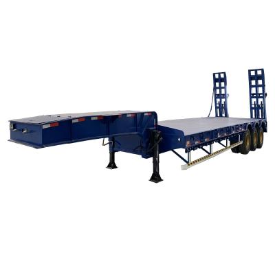 China 60 70 Ton Capacity Hydraulic Lowboy Low Bed Truck Trailer 3 Axles 50 Truck Semi Trailer For Sale for sale