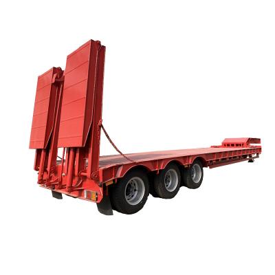 China Truck trailer 3 axle 40ton 60ton used low bed semi truck trailer with low mechanical ladder boy trailer for sale for sale