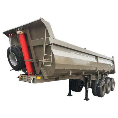 China Truck Trailer 3/4 Axle 40ton 45cubic Meter Farm Dump Wholesale Trailer Hydraulic Lifting Side Tipper /used Dump Semi Trailer for sale