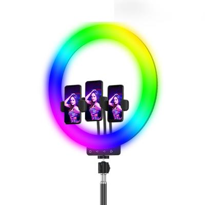 China OEM Live Ring Light Branding 13 Inch RGB Selfie Ring Light With Tripod Stand RGB Led Soft Ring Light With Phone Stand RGB Ring Light RK-61 for sale