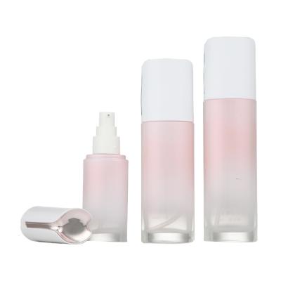 China Cosmetic Round Shape Empty Glass Empty Airless Cosmetic Jars And Cream Bottles for sale