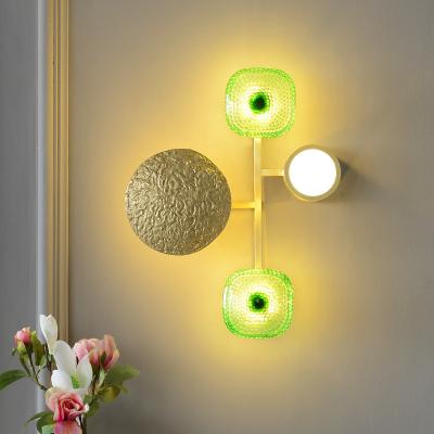 China Modern Post Modern LED Designer Wall Lamp Wall Light Gold Copper Glass Sconce For Bedroom for sale