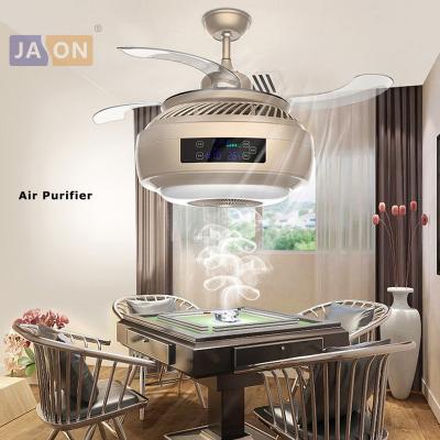 China Modern Iron LED Alloy Acryl ABS Gold Silver Air Purifier Ceiling Fan.LED Lamp.LED Light.LED Ceiling Light.For Foyer for sale