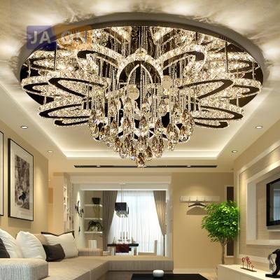 China Dining Room LED Crystal Stainless Steel Round Dimmable RGB Residential Modern Foyer Chandelier Lighting Lamparas De Techo For for sale