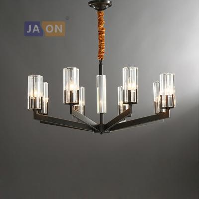 China Residential E14 Led American Copper Crystal Gold Black Pendant Lamp. Lamparas De Techo Suspension Light Lampen Pendant Light Fixture For Foyer for sale