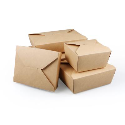 China Waterproof 750ml Biodegradable Kraft Lunch To Go Take Out Food Box Take Away Fast Food Paper Container for sale