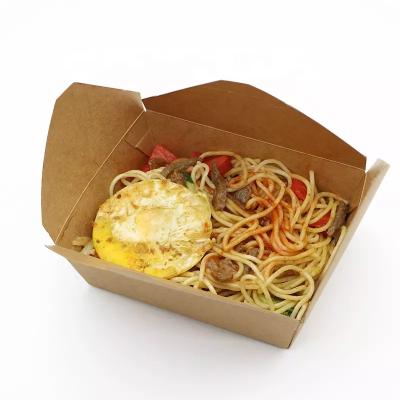 China Waterproof 1500ml Disposable Take Away Kraft Paper Lunch Boxes Biodegradable Cardboard Food Box take away food for sale