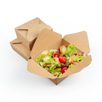 China Waterproof 1500ml High quality disposable take away kraft paper lunch boxes for fast food packaging for sale