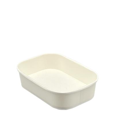 China Waterproof 500ml Disposable Food Containers Lunch Box Rectangular Rectangle Square White Kraft Paper Bowl Take Away Food Boxes for sale