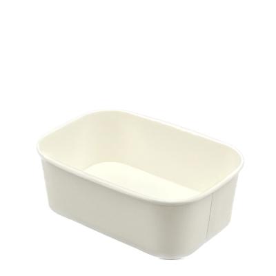 China 750ml Square Food Cup Liner Bowl Waterproof Disposable Rectangular PE Food Paper Packaging Container Wholesale for sale