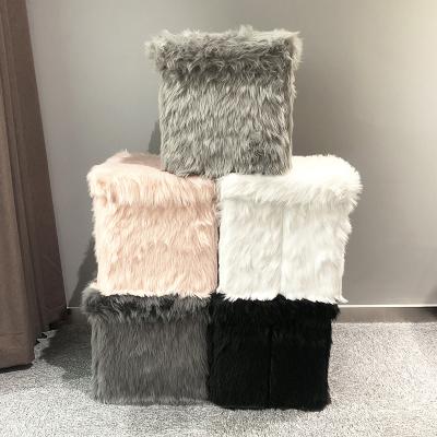 China (Size) 2022 Factory Adjustable Customized Modern And Fashion Stool Foot Pouf Faux Fur Living Room for sale