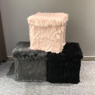 China (Size) 2022 Adjustable RTS Factory Customized Stool Foot Stool Foot Pouf Faux Fur Modern And Fashion Living Room for sale