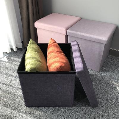 China Factory Wholesale Adjustable Modern Polyester Fabric RTS Ottoman Folding Storage Stool (Height) With Storage for sale