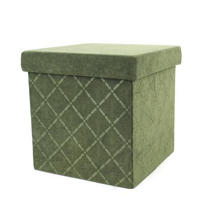 China Foldable Nordic Style Living Room Storage Furniture Velvet Stool Box for sale