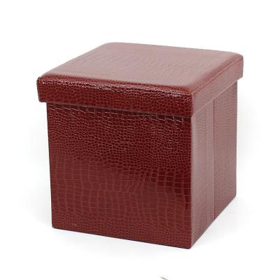 China (Size)Factory Customized Modern Faux Fur Cloth Cube Storage Adjustable Faux Leather Folding Stool Factory Customized Design for sale