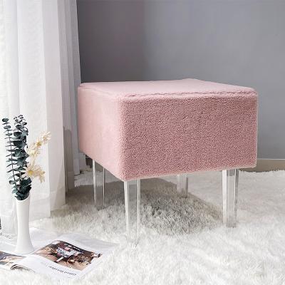 China Luxury Foot Stool RTS Ottoman Bench (Waist) Velvet Shoe Change Stool Wholesale Long Ottoman Adjustable Transparent Fashion Stools for sale