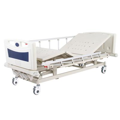 China Manual Hospital Bed Low Price Aluminum Alloy Three Functions Hospital Bed for sale